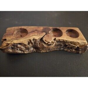 Live Edge Rustic Natural Wood Tea Light Candle Holder Handmade 8"